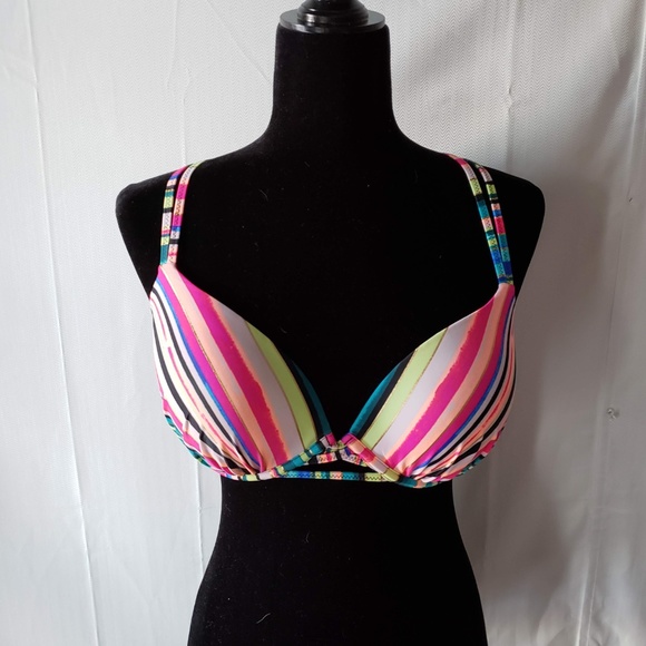 Shade & Shore Striped Shell Strappy Bikini Top - Picture 2 of 6
